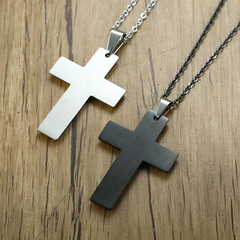 Bible Verse Cross Necklace - Stainless Steel Pendant with Chain