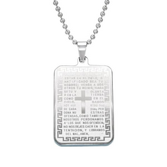 Steel Cross Tag Necklace - Stainless Steel, Elegant Gift Box Included