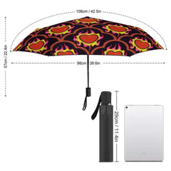 Hearts on Fire Auto Umbrella with Blackout Interior Valentines Umbrella Gift