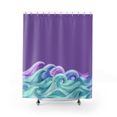 Purple Waves Shower Curtain for Ocean/Sea Themed Bathroom Decor