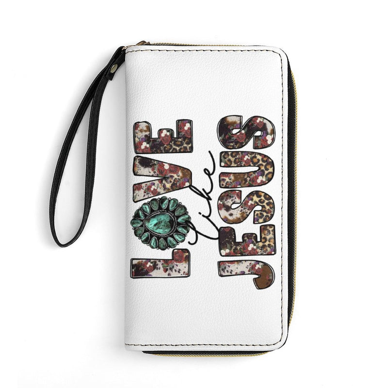 Love like Jesus Country Leather Wallet with Wristlet Strap