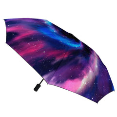 Galaxy Swirl Pink and Blue Stars Automatic Umbrella with Anti-UV Coating