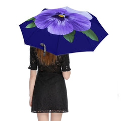 Purple Blue Pansy Auto Umbrella with PAnti-UV Coating