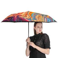 Painters Swirl Multi-Color Automatic Umbrella with Anti-UV Coating