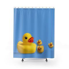 Rubber Duckies Shower Curtain Blue Bathroom Decor Kids Bathroom