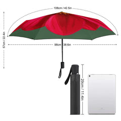 Red Daisy Flower Print Auto Umbrella with Anti-UV coating