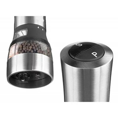 Perfect Blend Electric Salt and Pepper Grinder - Premium Stainless Steel 2-in-1 Grinder for Effortless Seasoning - Adjustable Coarseness, Space-Saving Design, Battery Operated