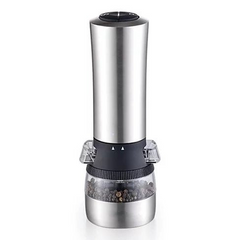 Perfect Blend Electric Salt and Pepper Grinder - Premium Stainless Steel 2-in-1 Grinder for Effortless Seasoning - Adjustable Coarseness, Space-Saving Design, Battery Operated