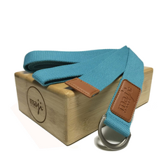 Maji Sports Bamboo Yoga Block & Strap Combo - Eco-Friendly Yoga Accessories for Flexibility & Stability