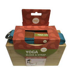 Maji Sports Bamboo Yoga Block & Strap Combo - Eco-Friendly Yoga Accessories for Flexibility & Stability