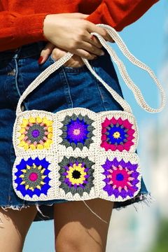 Stylish Crochet Squares Shoulder Bag – Trendy Boho Chic Accessory