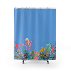 Ocean/Sea Themed Shower Curtain with Coral and Octopus