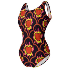 Burning Hearts One-Piece Women's Swimsuit Valentines