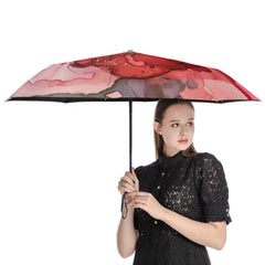 Red Poppy Flower Automatic Umbrella with Anti-UV Coating