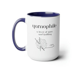 Yarnophile Yarn and Knitting Lover Two-Tone Coffee Mugs, 15oz