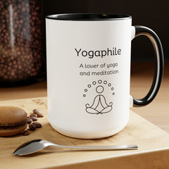 Yogaphile Yoga Meditation Lover Two-Tone Coffee Mugs, 15oz