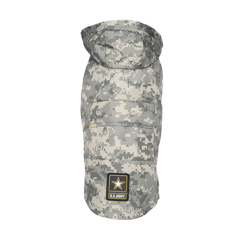 US Army Packable Dog Raincoat - Camo | Waterproof & Lightweight