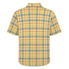 Men's Yellow Short Sleeve Dress Casual Shirt with Pockets Regular and Plus Size