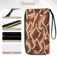 Football Lover's Leather Wallet with Wristlet Strap