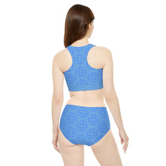 Sporty Blue Racerback Bikini Set - 2 piece Racerback tank and mid-waist swimsuit