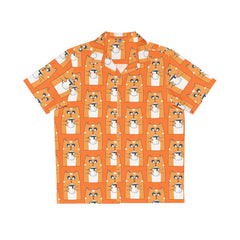 Orange Coffee Cat Men's Hawaiian Shirt gift for someone who loves cats and coffee