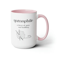 Yarnophile Yarn and Knitting Lover Two-Tone Coffee Mugs, 15oz