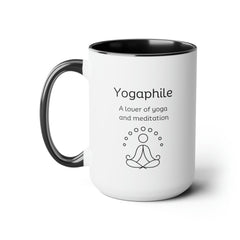 Yogaphile Yoga Meditation Lover Two-Tone Coffee Mugs, 15oz