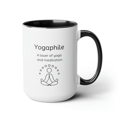 Yogaphile Yoga Meditation Lover Two-Tone Coffee Mugs, 15oz