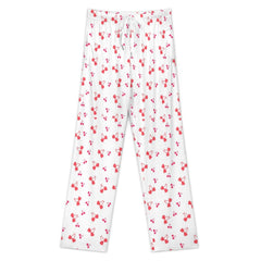 Heart Cherries Drawstring Women Wide Leg Pajamas Pants