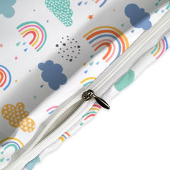 Weather Rainbow Clouds and Raindrops 3-Piece Bedding Set-86"×70"/ 218×177cm Double Sided Duvet and 2 Sham Set Fits Twin to Full