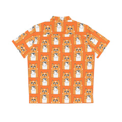 Orange Coffee Cat Men's Hawaiian Shirt gift for someone who loves cats and coffee