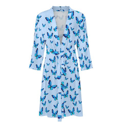 Blue Butterfly Lightweight Beach or Home Bathrobe Unisex