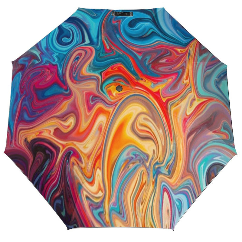 Painters Swirl Multi-Color Automatic Umbrella with Anti-UV Coating