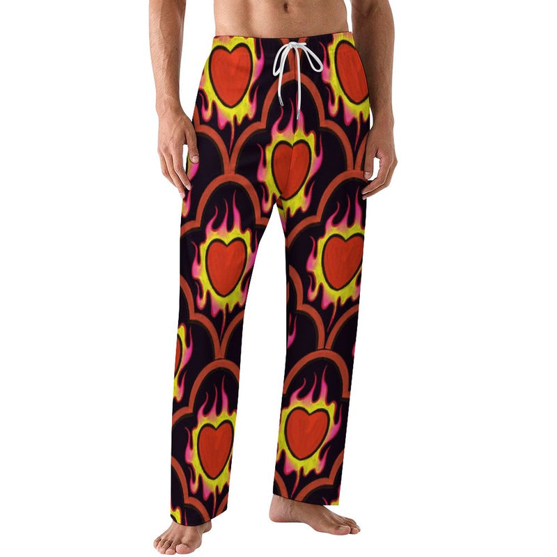 Burning Hearts Men's Pajamas Pants Valentines