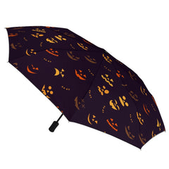 Black Halloween Pumpkin Faces Automatic Folding Umbrella with Anti-UV