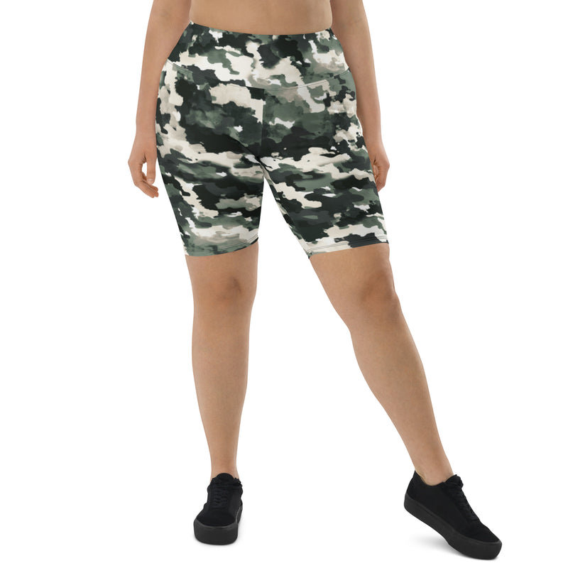 Camoflage Mixed Colors Print Biker Shorts Regular and Plus Size