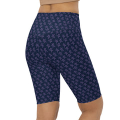 Navy Blue Stars Biker Shorts Regular and Plus Size