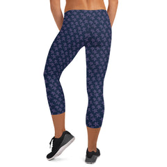 Navy Blue Stars Yoga Capri Leggings