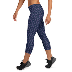 Navy Blue Stars Yoga Capri Leggings