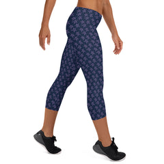 Navy Blue Stars Yoga Capri Leggings