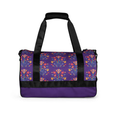 Purple Flower Power print gym bag Medium duffle sports bag workout bag, Yoga, Fitness, gift for her, gift for Mother's Day