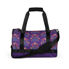 Purple Flower Power print gym bag Medium duffle sports bag workout bag, Yoga, Fitness, gift for her, gift for Mother's Day