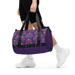 Purple Flower Power print gym bag Medium duffle sports bag workout bag, Yoga, Fitness, gift for her, gift for Mother's Day