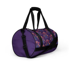 Purple Flower Power print gym bag Medium duffle sports bag workout bag, Yoga, Fitness, gift for her, gift for Mother's Day