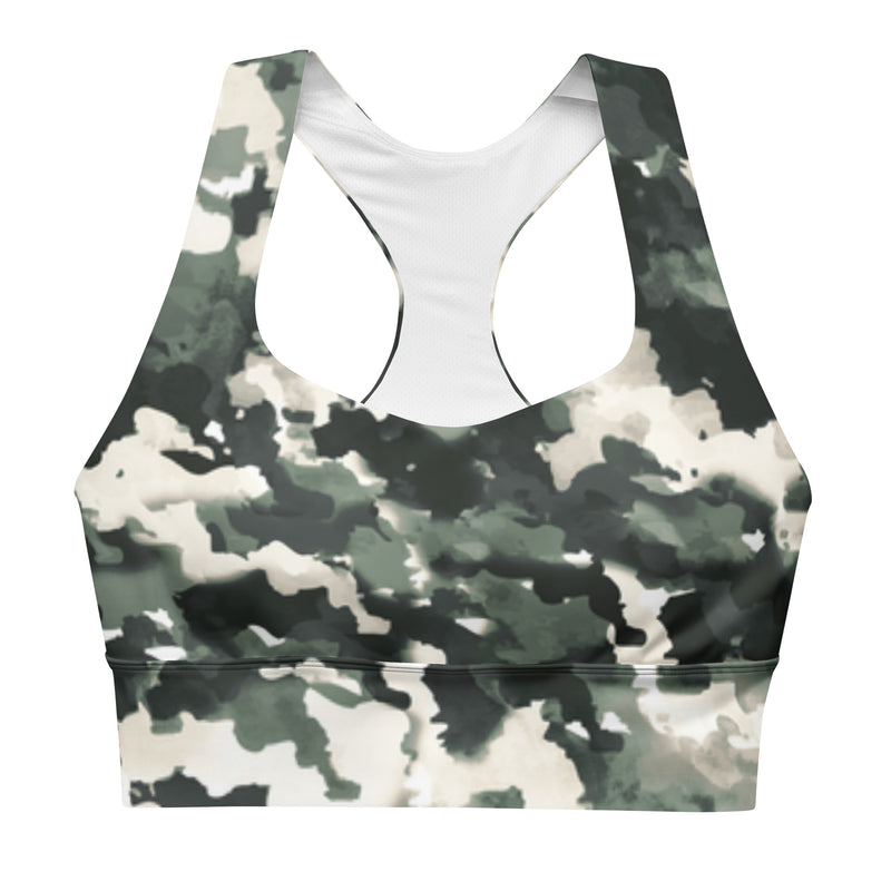 Camoflage Mixed Colors Print Longline sports bra Regular and Plus Size