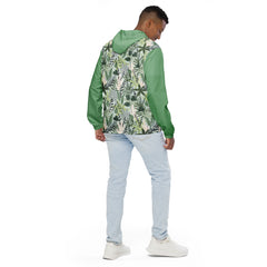 Tropical Greens Long Sleeve Zipper Men’s windbreaker Water-Resistant