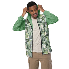 Tropical Greens Long Sleeve Zipper Men’s windbreaker Water-Resistant