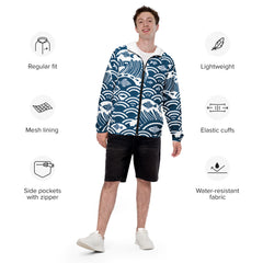 Blue Fish Abstract Windbreaker Light Spring Water-Resistant Jacket