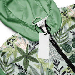 Tropical Greens Long Sleeve Zipper Men’s windbreaker Water-Resistant