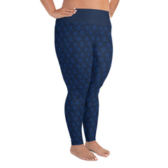 Navy Blue Stars Print Plus Size Leggings 2X to 6X